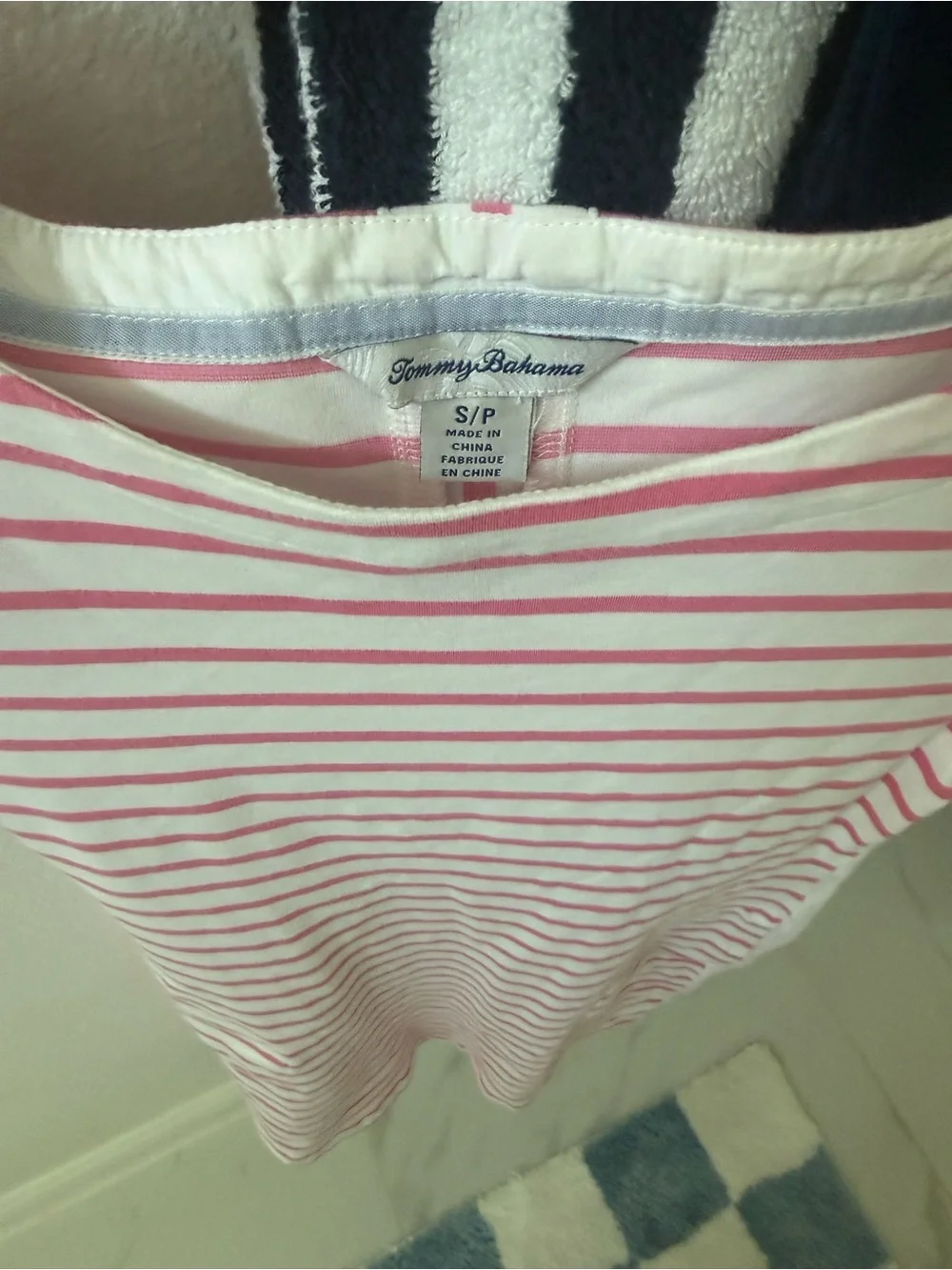 Tommy Bahama Pink and White Striped Short Sleeve Dress